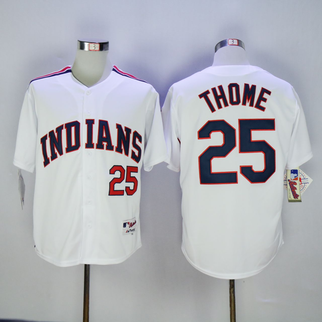 Men Cleveland Indians #25 Thome White 1978 MLB Jerseys